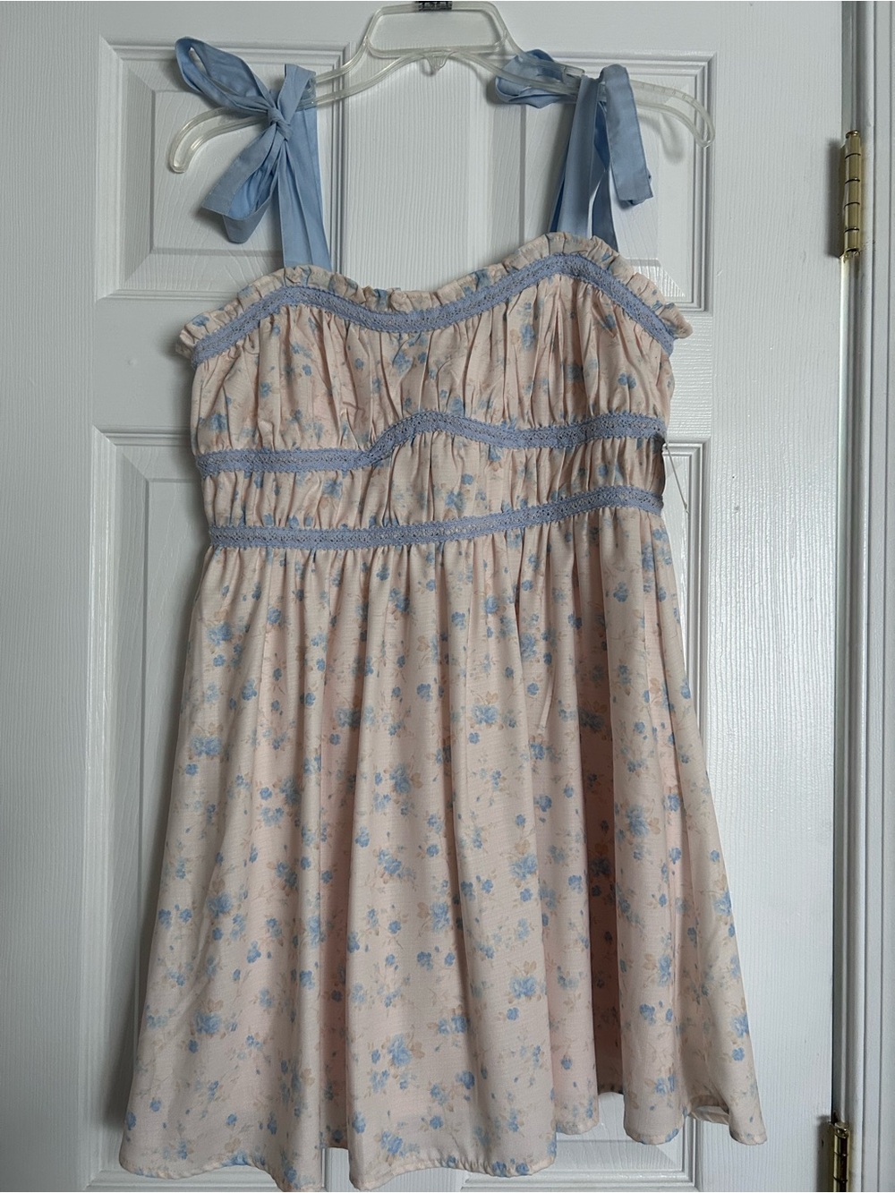 Altar'd State Cream and Blue Floral Sundress